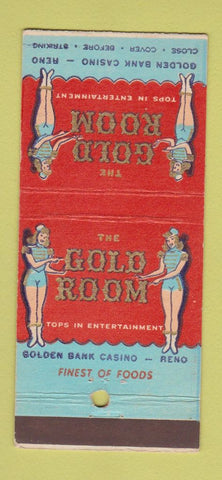 Matchbook Cover - Golden Bank Casino Reno NV girlie 30 Stick