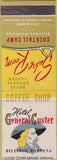 Matchbook Cover - Hotel General Custer Billing MT