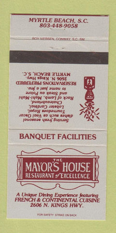 Matchbook Cover - Mayor's House Restaurant Myrtle Beach SC 30 Strike