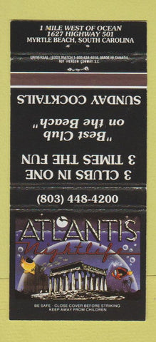 Matchbook Cover - Atlantis Nightlife Myrtle Beach SC 30 Strike