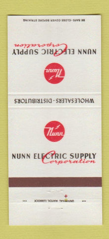 Matchbook Cover - Nunn Electric Supply Lubbock Austin Amarillo TX 30 Strike