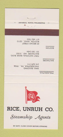 Matchbook Cover - Rich Unrun Steamship Agent Philadelphia Boston 30 Strike