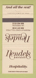 Matchbook Cover - Nendels Motor Inns OR UT WA 30 Strike