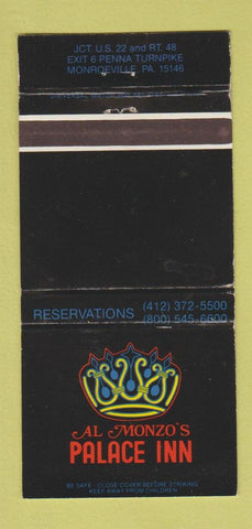 Matchbook Cover - Al Monzo's Palace Inn Monroeville PA 30 Strike