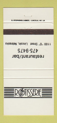 Matchbook Cover - Rotisserie Restaurant Bar Lincoln NE 30 Strike