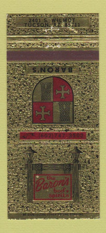 Matchbook Cover - Baron's Beef & Spirits Tucson AZ 30 Strike