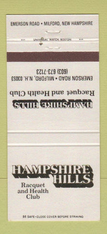 Matchbook Cover - Hampshire Hills Racquet Health Club Milford NH 30 Strike