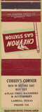 Matchbook Cover - Corbin's Corner Lamesa TX Chevron oil gas WEAR
