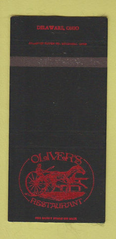 Matchbook Cover - Oliver's Restaurant Delaware OH 30 Strike