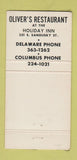 Matchbook Cover - Oliver's Restaurant Delaware OH 30 Strike