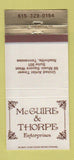 Matchbook Cover - McGuire Thorpe Enterprises Nashville TN 30 Strike