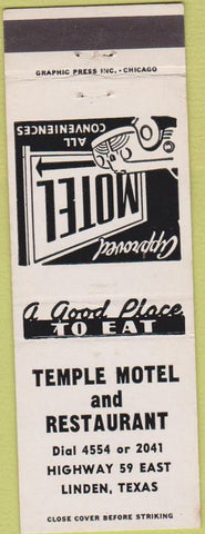 Matchbook Cover - Temple Motel Linden TX