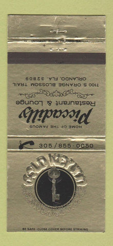 Matchbook Cover - Gold Key Inn Piccadilly Restaurant Orlando FL WEAR 30 Strike