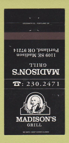 Matchbook Cover - Madison's Grill Portland OR WEAR 30 Strike