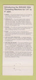 Matchbook Cover - Ridgid Treading Machine 30 Strike