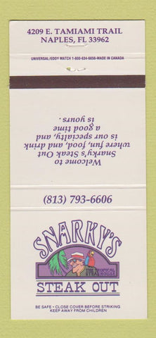 Matchbook Cover - Snarky's Steak Out Naples FL 30 Strike
