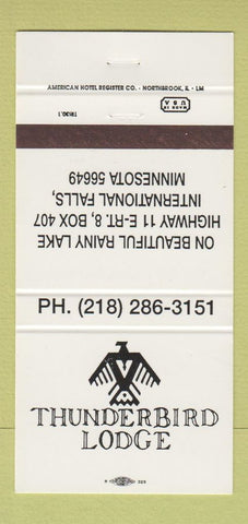 Matchbook Cover - Thunderbird Lodge International Falls MN 30 Strike