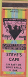 Matchbook Cover - Steve's Cafe Sioux Falls SD orange pink