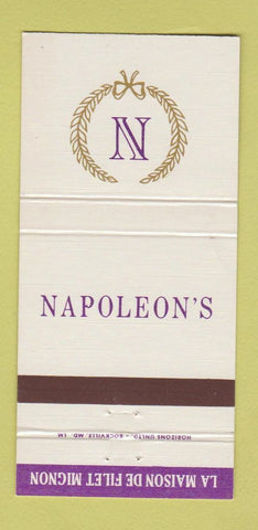 Matchbook Cover - Napoleon's Restaurant Washington DC 30 Strike