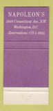 Matchbook Cover - Napoleon's Restaurant Washington DC 30 Strike