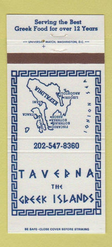 Matchbook Cover - Taverna Greek Islands Restaurant Washington DC 30 Strike