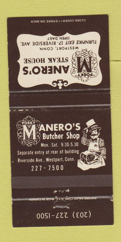 Matchbook Cover - Manero's Steak House Westport CT 30 Strike