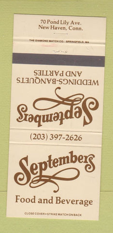 Matchbook Cover - Septembers Restaurant New Haven CT 30 Strike