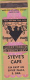 Matchbook Cover - Steve's Cafe Sioux Falls SD green orange