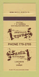 Matchbook Cover - Santi's Restaurant Passaic NJ 30 Strike