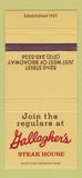 Matchbook Cover - Gallagher's Steak House New York City 30 Strike