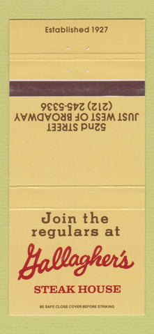 Matchbook Cover - Gallagher's Steak House New York City 30 Strike