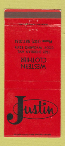 Matchbook Cover - Justin Cowboy Boots Cody WY WEAR 30 Strike