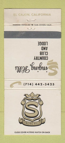 Matchbook Cover - Singing Hills Country Club El Cajon CA WEAR 30 Strike