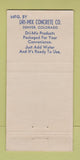 Matchbook Cover - Mortar Mix Sand Plaster Concrete Denver Colorado 30 Strike