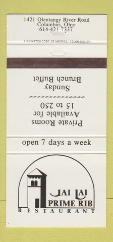Matchbook Cover - Jai Lai Prime Rib Restaurant Columbus OH 30 Strike