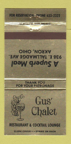 Matchbook Cover - Gus' Chalet Restaurant Akron OH 30 Strike