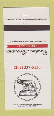 Matchbook Cover - Cantina Romana Ristorante Washington DC 30 Strike
