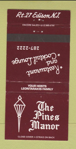 Matchbook Cover - The Pines Manor Restaurant Edison NJ 30 Strike