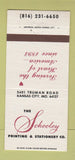 Matchbook Cover - Schooley Printing Stationery Kansas City MO 30 Strike