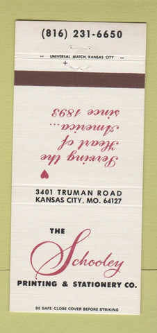 Matchbook Cover - Schooley Printing Stationery Kansas City MO 30 Strike