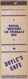 Matchbook Cover - Doyle's Cafe Abiline TX wear