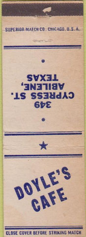 Matchbook Cover - Doyle's Cafe Abiline TX wear