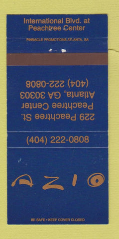 Matchbook Cover - Azio Restaurant Atlanta GA 30 Strike