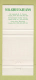 Matchbook Cover - Mr Greenjeans Toronto ON Winnipeg MB 30 Strike