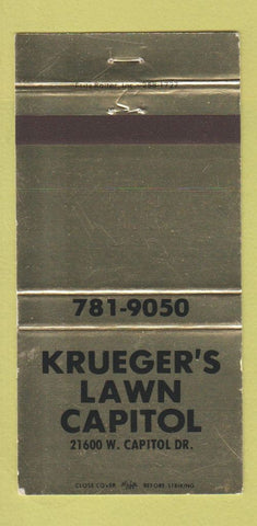 Matchbook Cover - Krueger's Lawn Capitol 30 Strike
