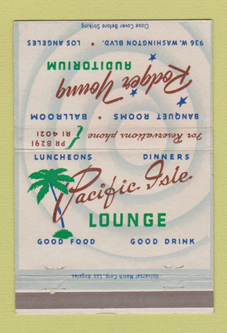 Matchbook Cover - Roger Young Auditorium Los Angeles CA Pacific Isle 40 Strike