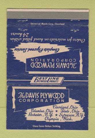 Matchbook Cover - Davis Plywood Corporation Cleveland OH WEAR 40 Strike