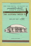Matchbook Cover - S Soski Piroeff Restaurant Equipment Malvern PA WEAR 40 Strike