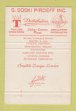 Matchbook Cover - S Soski Piroeff Restaurant Equipment Malvern PA WEAR 40 Strike