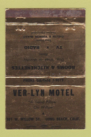 Matchbook Cover - Ver Lyn Motel Long Beach CA WEAR 40 Strike